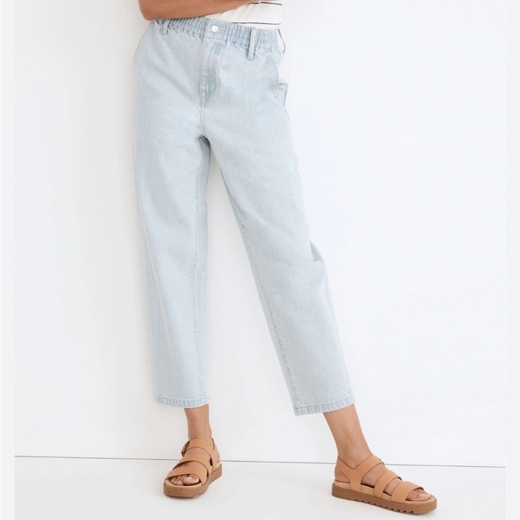 Madewell jeans Balloon wide baggy leg high rise light wash elastic waist small - Picture 1 of 10
